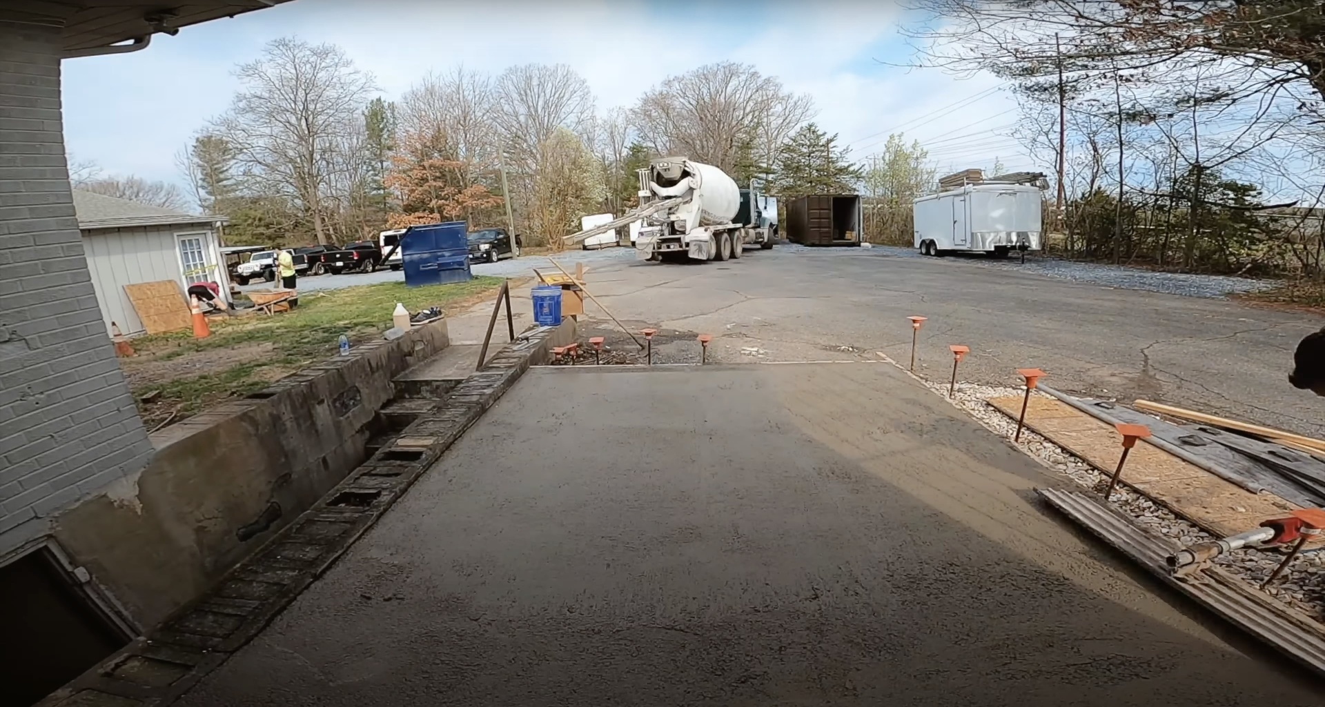 Large concrete construction project with professional crew